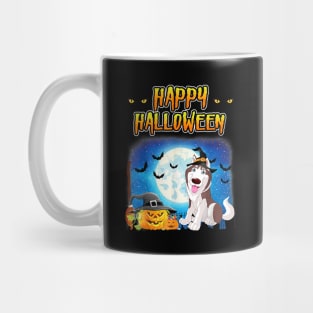 Happy Halloween Pumpkin Husky Dog Witch Cute Hat Mug